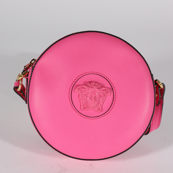 Versace Handbags - VERSACE Fuchsia Leather La Medusa Round Camera Bag